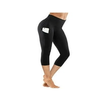Joga Capri hlače za žene bočni džepovi sa visokim strukom obrezane pantalone Solidne boje trče jogger