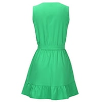 TUPHREGYOW ženska klirens Soild Boja bez rukava bez rukava s strukom kabela Business Grace Haljina mini haljina ljetna zelena m