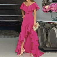 HHEI_K modni ženski V-izrez Split Split Neregularna elegantna haljina