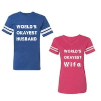 Svijet Okyest suprug supruga Uniznoj par koji odgovara pamučnom dresu u obliku majica kontrastne pruge