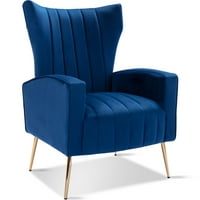 Velvet Accent stolica, ležaljka za ruke sa zlatnim nogama, tapacirani jednostruki kauč za dnevni boravak spavaće sobe plave boje
