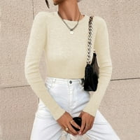 Prevelizirani džemperi za žene Čvrsto boje O-izrez dugih rukava otvoreni prednji front maxi pleteni