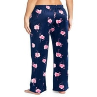 Ashford i Brooks ženska plišana mink fleece pidžama pantalone za spavanje velika mornarica ružičasta