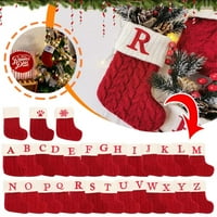 1 ~ Novogodišnje božićne čarape Crvena pahuljica abeceda Crveni božićni pletenje čarapa za božićno ukrašavanje