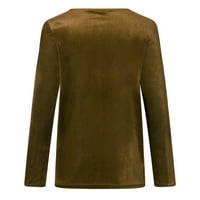 Ženska modna pulover Puno boje dugih rukava Ležerne prilike za bluza o majici O-izrez Tops Gold XXL
