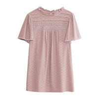 B91XZ majice za žene Trendi Žene Čvrsto posade Pom kratki rukav Ležerne prilike Elegantne majice Bluze