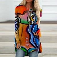 Dasayo bluza s dugim rukavima žene plus veličine tiskane apstraktne umjetničke pulover dugih rukava