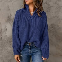 Ženski pulover Dukseri krošte pulover džemperi dugih rukava na mornaricu 2xl