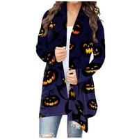 Ženski kaputi Jakne za žene Modni casual Halloween Print srednje dužine Cardigan ženski vrhovi tamno