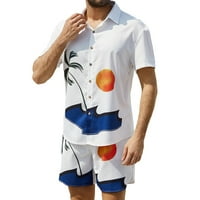 SIMPLMASYGENI MENS HOCTS Postavite casual košulje Odijelo Ispis kratkih rukava Cleaning Collar na plaži