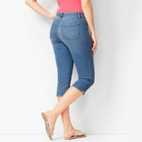 Haxmnou Womenske stručne traper traperice Stretch Slim Hlače teleći dužine Jeans tamno plavi xl