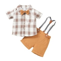 Ljetni odjevni set za dječje dječake dječji kratki rukav karirani otisci majica Tors kratke hlače dječje