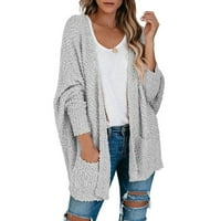 Youmylove ženske kokice s dugim rukavima otvoreni prednji džepovi prevelizirani kardigan džemper kaputi