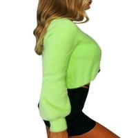 Eleluny Women Flannel Crop Top Cardigan Dugme za rukave sa rukavima kratki kaput zeleno m