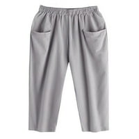 Ljetne casual pantalone za plažu za žene Pamučne posteljine ravno elastične obloge labave hlače za odmor