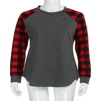 GRIANLOOK WOGE TEE Provjerite majicu Crew Crt THO majice Basic Tunic Top Ležerne prilike pulover s dugim