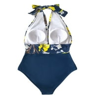 Ženska modna jednodijelna bikinija cvjetna print dubokim V-izrezom za vezanje Halter kupaćih kostima