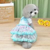 Ljetna haljina za pse Cvjetni ispis Prozračni čipkasti vez za kućne ljubimce suknje štene bez rukava