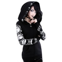 Kardigani za žene, labav gotički punk dugih rukava crni patentni patentna jakna kaput kardigan za žene