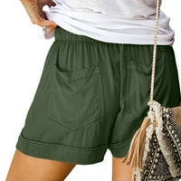 Usmixi ženski gumb Elastični struk kratke hlače Ljetna casual puni plus veličine labave ravne kratke