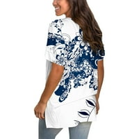 Ženski vrhovi bluza Grafički otisci Kratki rukav Ležerne dame Ljeto V-izrez Modni bijeli 5xl