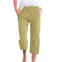 Široke pantalone za noge, hlače kaprisu za žene casual ljetne pamučne pantalone široke noge Capris lagane