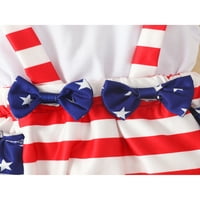 Novorođena dječja djevojka 4. jula Outfit zvijezde Stripes Ispis odjeće Dan neovisnosti Fly rukava patchwork