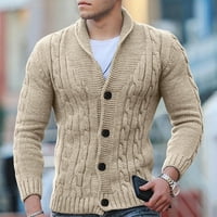 Bazyrey muški kaput kardigan casual šal dugih rukava čvrstog gumba pletenje džemperi smeđi l