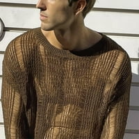 Muška majica na dugim rukavima donja modna modna čvrsta boja mrežice pletene tanke gornje majice za
