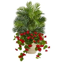 Skoro prirodna 3,5 'Geranium & Areca Palm umjetna biljka