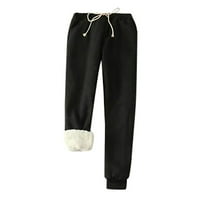 Ženske zimske tople fleke jogger hlače sherpa obloženi duksevi elastični struk aktivne tenderske hlače pantalone A1