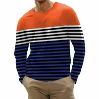 Nasutni rukav za muškarce Trendy okrugli vrat Stripe košulja Udobna zabava Dnevna gornja narandžasta,