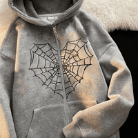 Ženski kaput sa patentnim zatvaračem Proljeće Jesen Graphic Spider Web Print Dugi rukavi Tors Tamna
