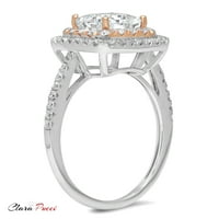 2. CT Princess Cleant Clear Simulirani dijamant 18K Dok je godišnjica ruža Gold Angagement Halo prstena