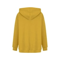 Teen Girl Hoodie kapuljača sa kapuljačom slatka dukseva sa džepom odijela Pulover ženske vrhove dugih rukava udobna materinska odjeća žuta 3xl