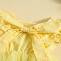 Peyakidsaa novorođenčad djevojčice ljetne odjeće set muta rukav jacquard tulle bowknot a-line haljina