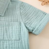 Dojenčad dječaka ljeta odjeća čvrsta kratkog rukava niz džepne košulje i elastična šarka odjeća odjeća