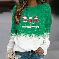 Ženske dukseve s pulover Božić top bluza Okrugli vrat Pulover slobodno vrijeme Božićni ispisani duks dugih rukava vrhunska sledska odjeća