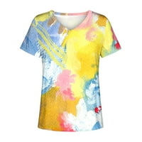Smihono dame Ljetne modne majice bluza za žene vrhovi rukav veliki size V izrez Patchwork cvjetni ispis