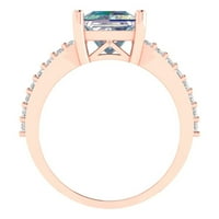 2. CT sjajna princeza Clear Simulirani dijamant 18k Rose Gold Solitaire sa Accentima prsten sz 9.75