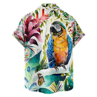 Havajska majica Parrot Cvijet kratkih rukava ljetna plaža casual gumb-down aloha majica za djecu za