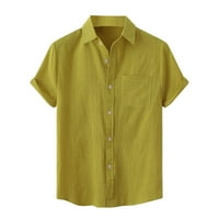 Simplmasygeni košulje za čišćenje vrhovi muški džepni gumb od punog pamučnog posteljina kratka rukava