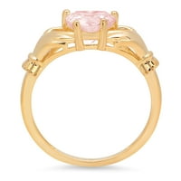 1.06ct Heart rez ružičasti simulirani dijamant 14k žuti zlatni godišnjica Angažovanje obloge Veličina