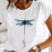 Tking modni ženski kratki rukav kratki rukav majica majica Ljetni povremeni leptir tiskani vrhovi za