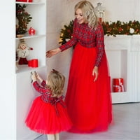 Pleanijska haljina za božićnu košulju majke kćeri, tartan mama kćerkla odgovara maxitutu tutu haljinu