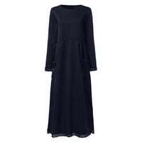 Loopsun Ljetne štedne haljine za žene za žene, novi modni casual čvrsti dugim rukavima s dugim rukavima