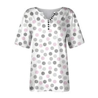Ljetne ženske košulje Ženska modna casual kratkih rukava tiskani okrugli izrez Loop Top Grey XXXL