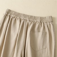 CLLIOS široke noge pamučne pantalone za žene Ljeto HIGH struk pantne casual crkvene udobne pantalone