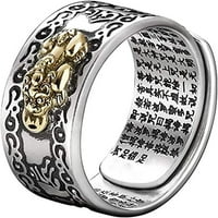 Feng Shui Pixiu Mantra Ring Buddhist Sretno Amulet Mantra Dvostruka zaštita Boalth Love Health Ring Poklon za muškarce Žene