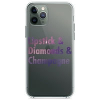 Distinconknk Clear Shootototot hibridni slučaj za iPhone Pro - TPU BUMPER Akrilni zaštitni zaslon za uklanjanje stakla u obliku ublažavanja - ruž i dijamant i šampanjac